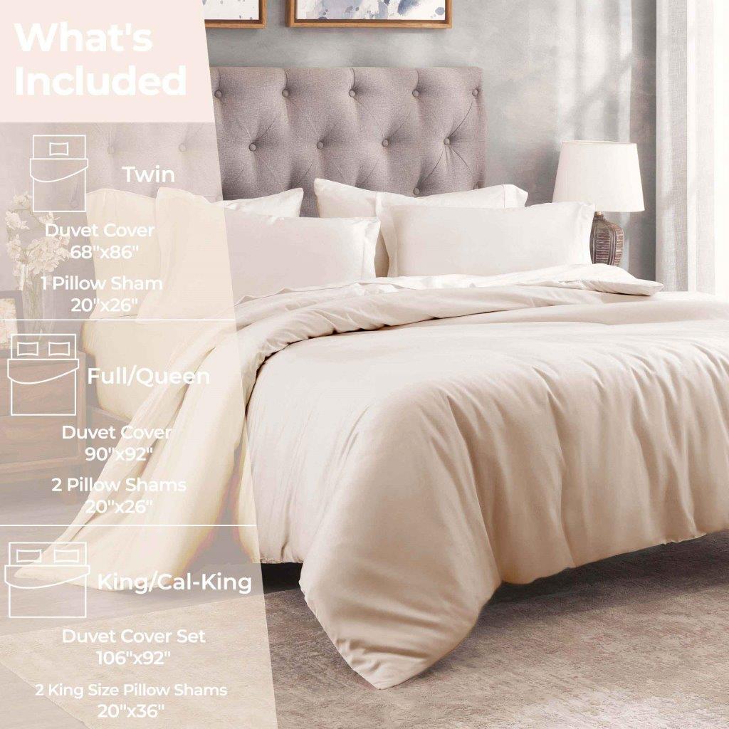Premium Egyptian Cotton 400 Thread Count Duvet Cover Set - Ultra Soft & Breathable Bedding for Luxury Hotels & Master Bedrooms