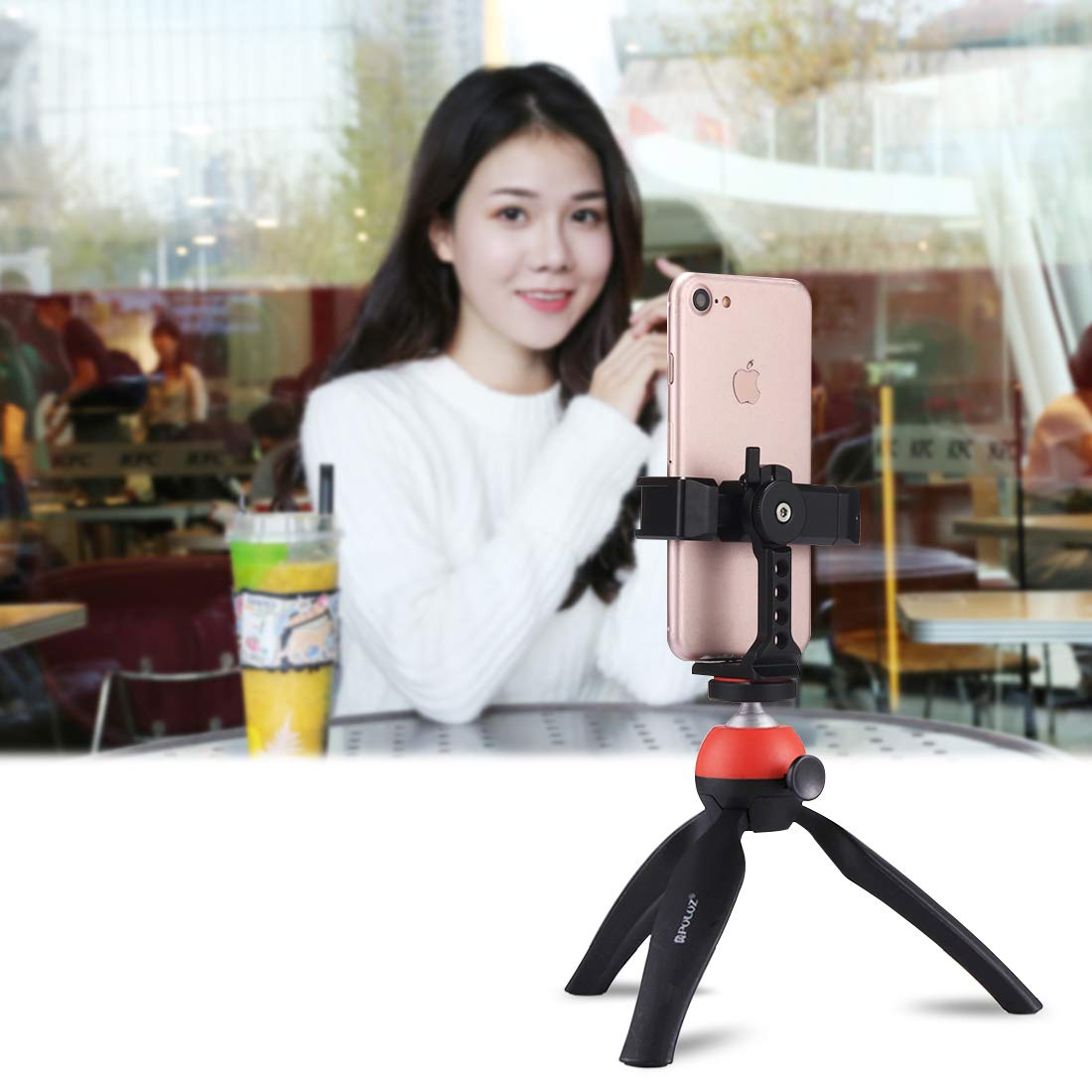 PULUZ 360° Rotating Phone Clamp Holder for iPhone, Samsung, Huawei - Perfect for Vlogging & Live Streaming