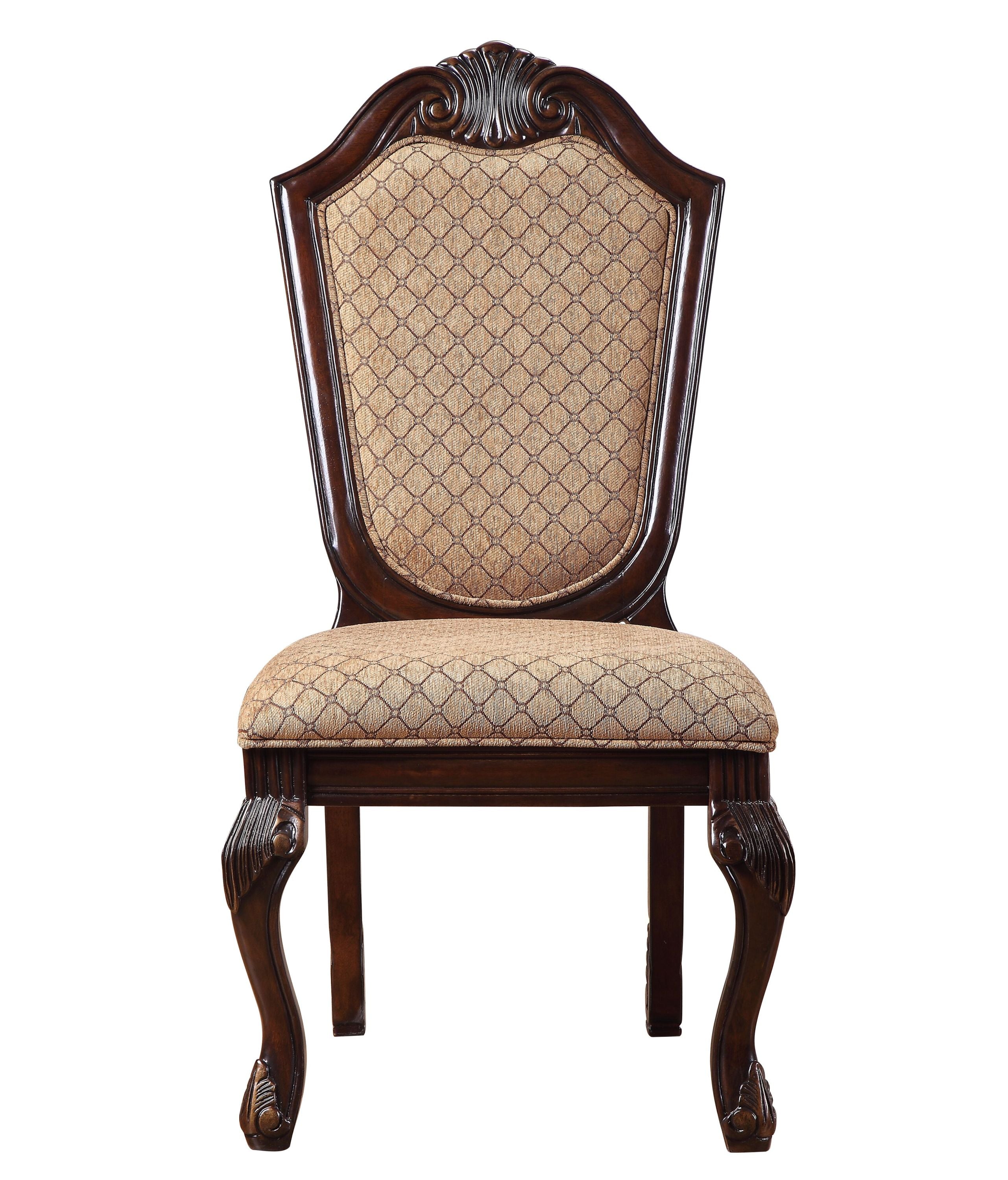 Chateau De Ville Fabric & Espresso Finish Side Chairs (Set of 2) - Elegant Dining Room Chairs for Home, Office, and Restaurant Use
