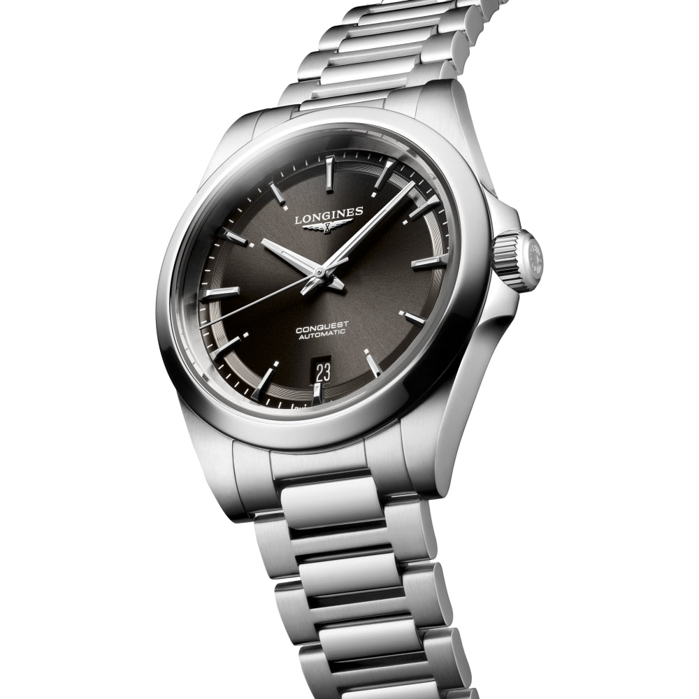 Conquest 38mm Black Stainless Steel Watch with Bracelet - Perfect for Men's Business, Casual & Formal Wear