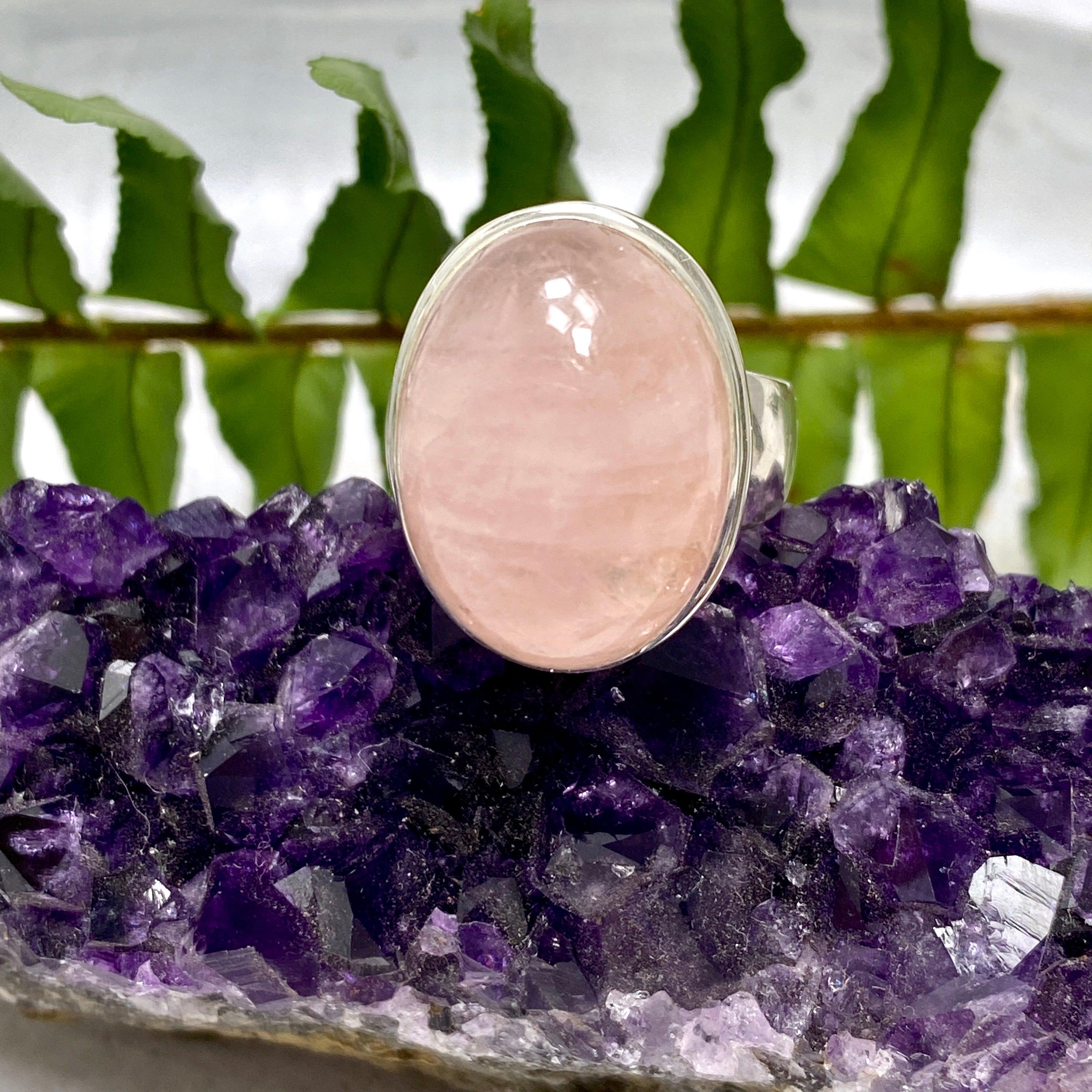 Morganite Oval Ring Size 8 - 14K Rose Gold Engagement Ring for Women, Elegant Gemstone Jewelry Gift for Brides, Anniversaries & Special Occasions