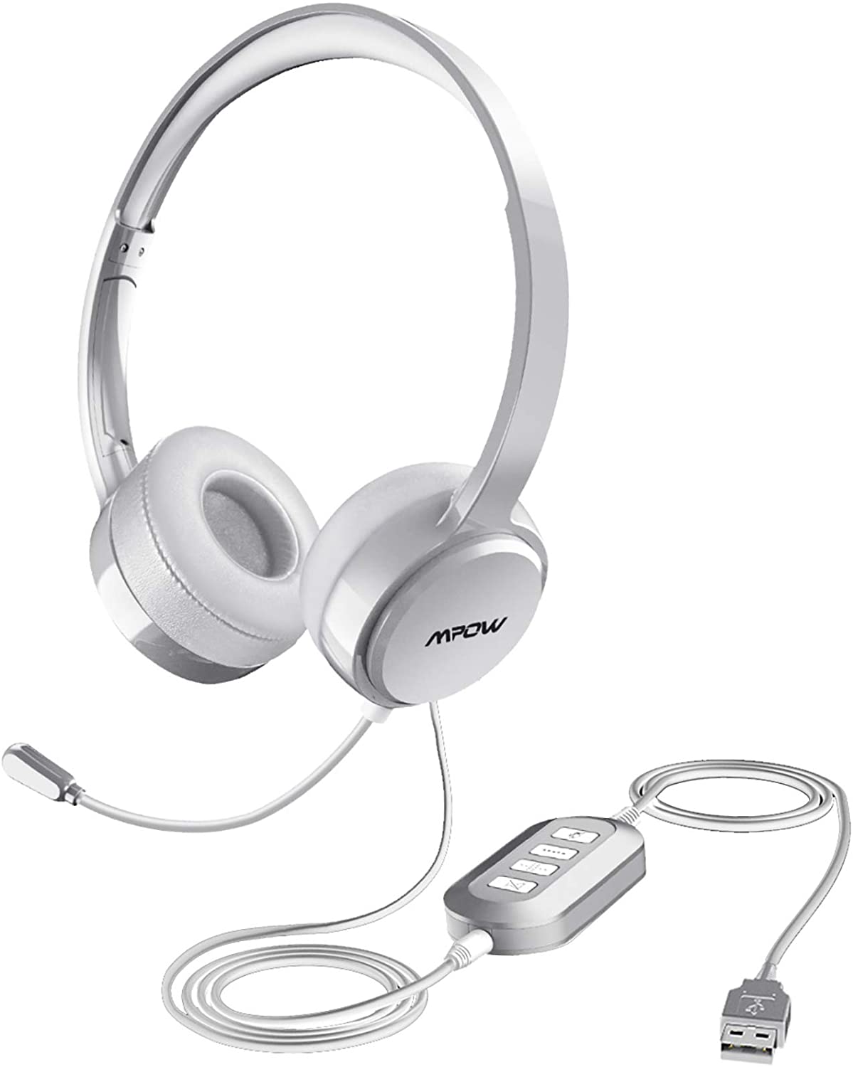 Mpow 071 USB Headset with Noise Cancelling Microphone - Comfortable Over-Ear Headphones for PC, Laptop, Call Center & Online Gaming - Crystal Clear Sound for Work, Meetings & Remote Learning