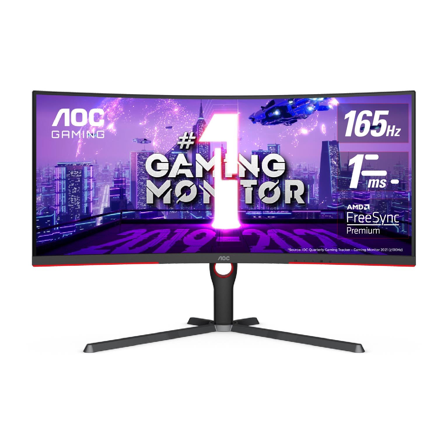 AOC CU34G3S 34 Inch WQHD 165Hz 1ms Curved Gaming Monitor - Immersive 1500R Curvature, AMD FreeSync Premium, HDR Ready for PC & Console Gaming, Home Office & Entertainment Setup