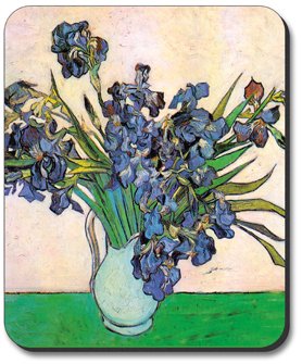 Van Gogh Art Plates - Vase & Irises Brand Mouse Pad for Office & Gaming - Non-Slip Rubber Base, Smooth Surface for Precise Control