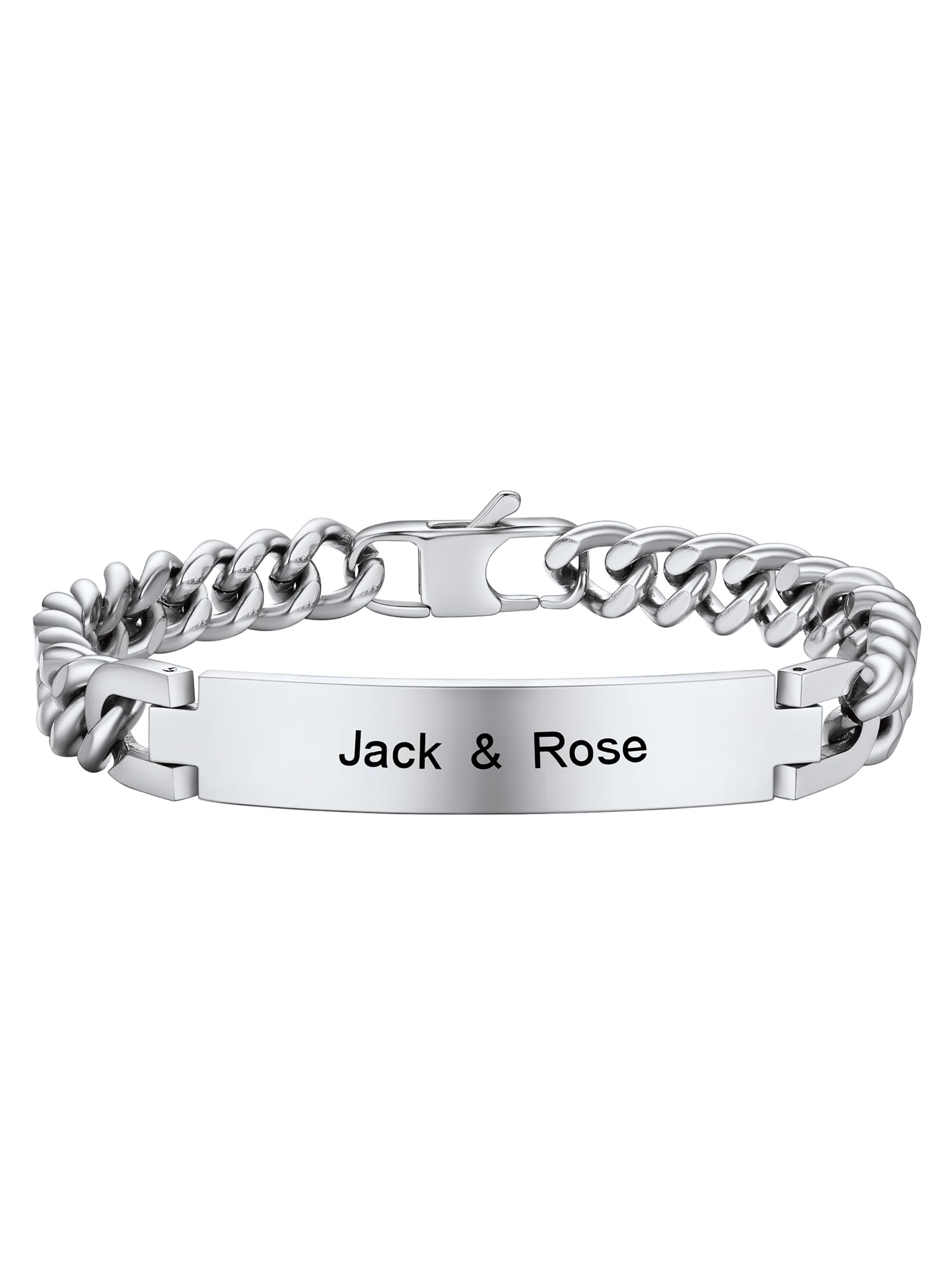 Custom Engraved Stainless Steel Bracelet for Men & Women - Personalized Name, Date, Initial, Quote ID Bracelet (7.5