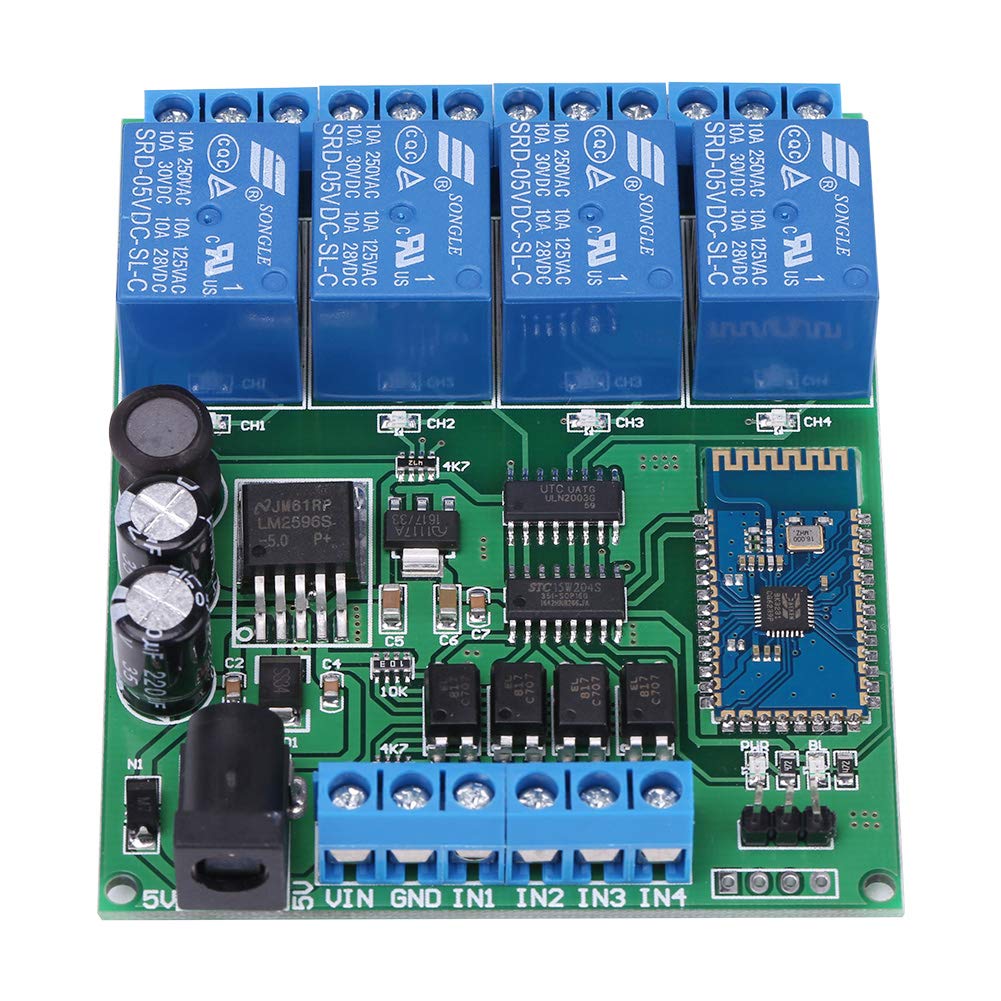 Hilitand 4 Channel Bluetooth Relay Module - Wireless Remote Control Switch for Smart Home Automation | DIY Projects, IoT Devices & Home Appliance Control