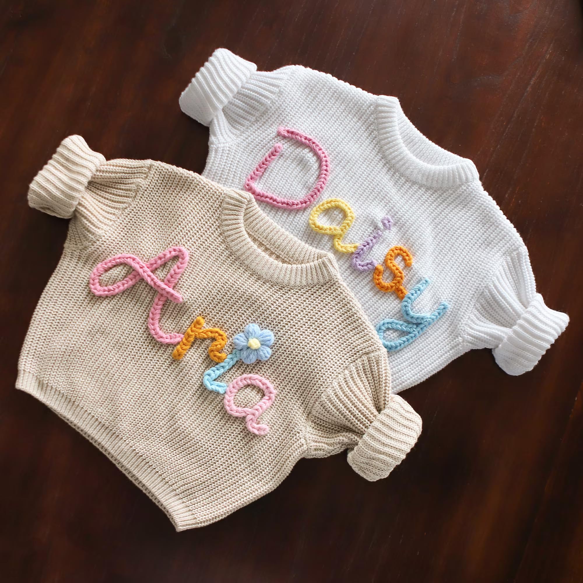 Personalized Baby Sweater with Custom Name Embroidery - Newborn Girl Coming Home Outfit & Baby Gift - Soft Knit Custom Name Sweater for Infants - Perfect for Christenings, Photo Shoots & Special Occasions