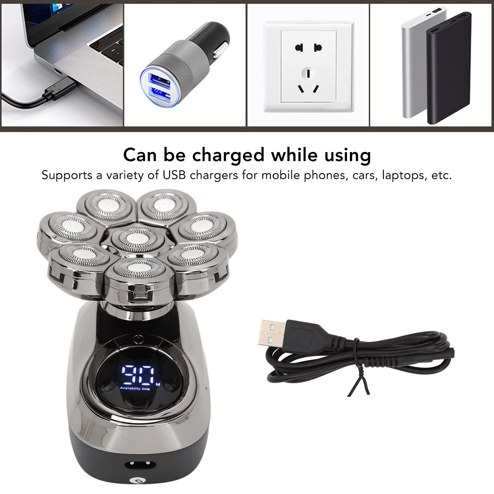 Premium Electric Shavers for Men - IPX7 Waterproof Bald Head Shaver with Dual Blades & Self-Sharpening Technology | USB Rechargeable Wet/Dry Trimmer for Smooth Shaving | Perfect for Travel, Gym & Daily Grooming Routine