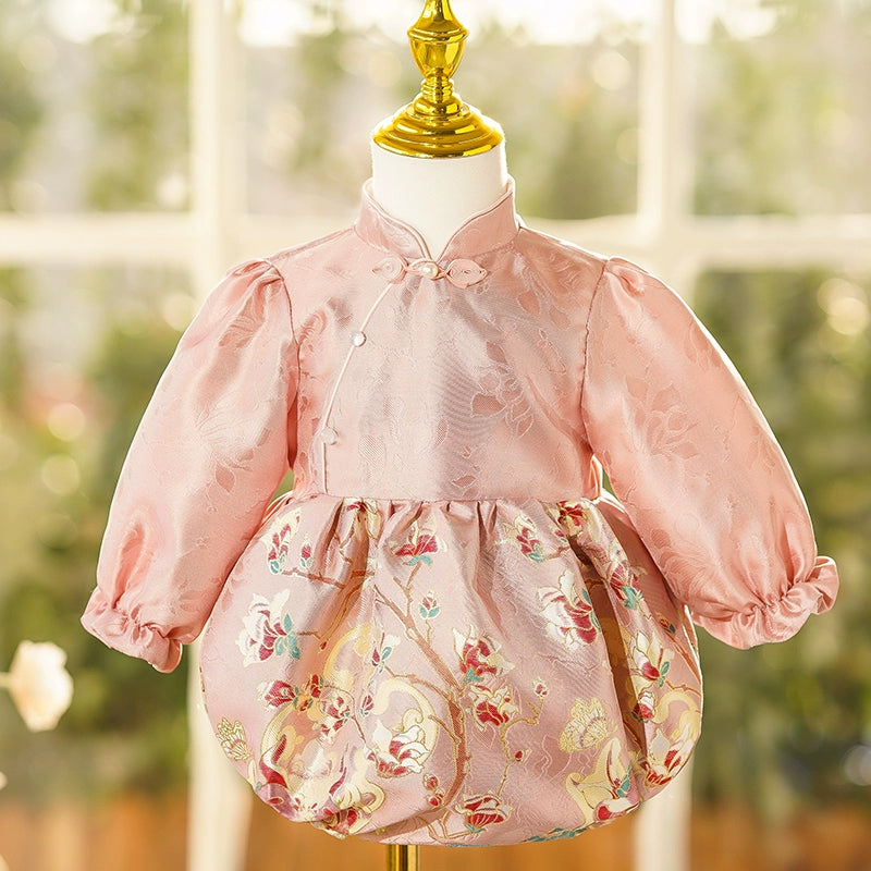 Elegant Pink Baby Girls Christening Romper - Perfect for Baptism, First Communion & Special Occasions