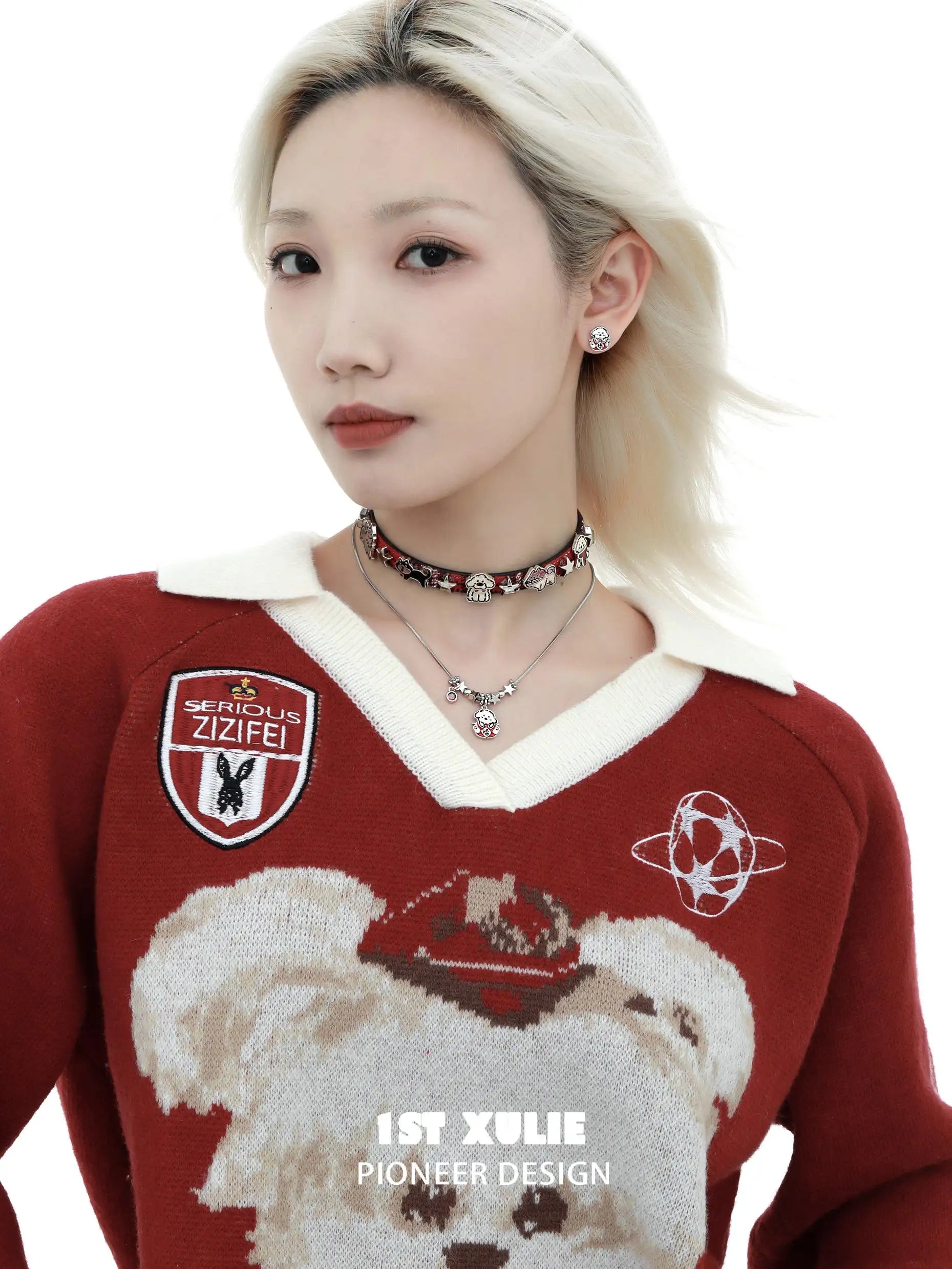 S925 Sterling Silver Chinese New Year Graffiti Puppy Stud Earrings - Festive Spring Festival Jewelry Gift for Women
