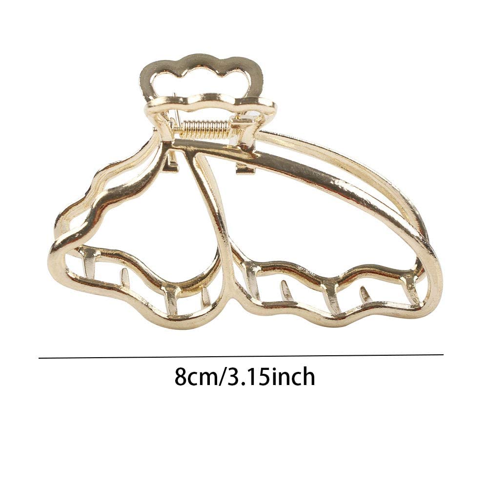 STYLEDOSE Women's Metal Claw Hair Clips - 4 Pack Gold Butterfly Hair Clutchers for Girls & Women | Hair Accessories for Ponytails, Buns & Updos