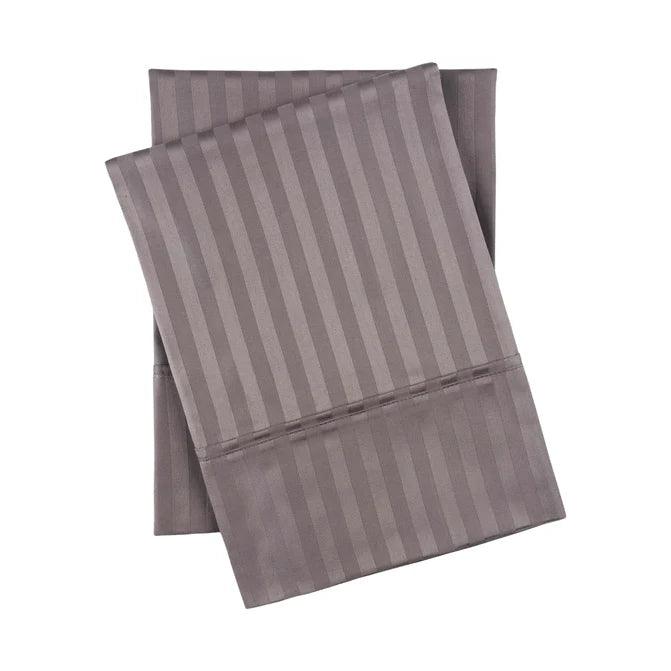 Premium Egyptian Cotton 300 Thread Count Pillowcase Set - 2 Piece Striped Bedding for Luxury Hotels & Home Decor | Soft Breathable Pillow Covers for Ultimate Comfort
