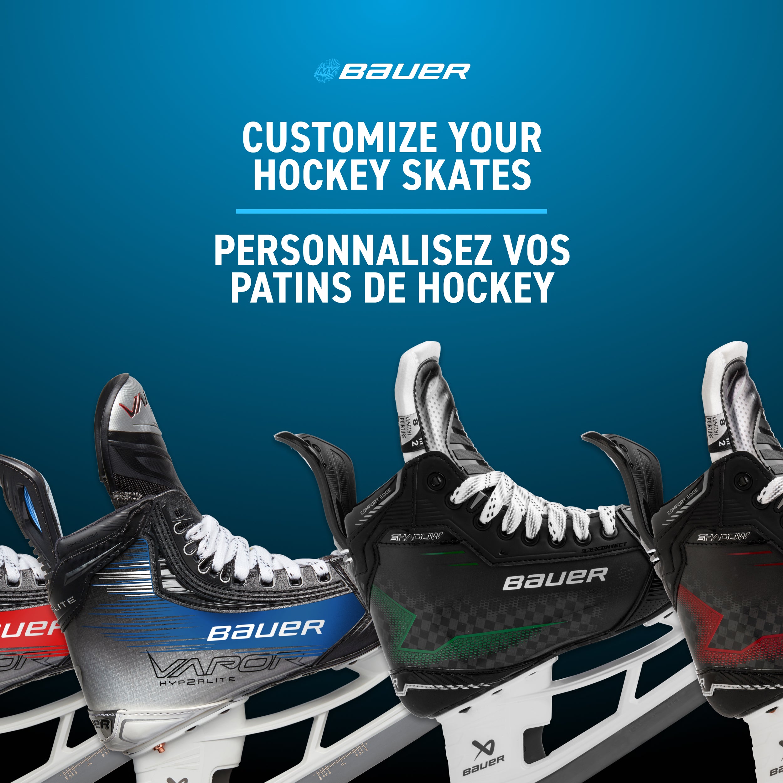 Bauer Vapor Hyperlite 2 Senior Ice Hockey Skates - Lightweight Performance Skates for Men - Perfect for Competitive Games & Training Sessions