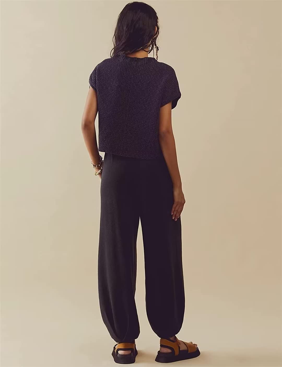 Women's Casual 2 Piece Outfit - Soft Knit Pullover Sweater & High Waisted Lounge Pants Set | Cozy Winter Tracksuit for Home, Travel & Everyday Wear