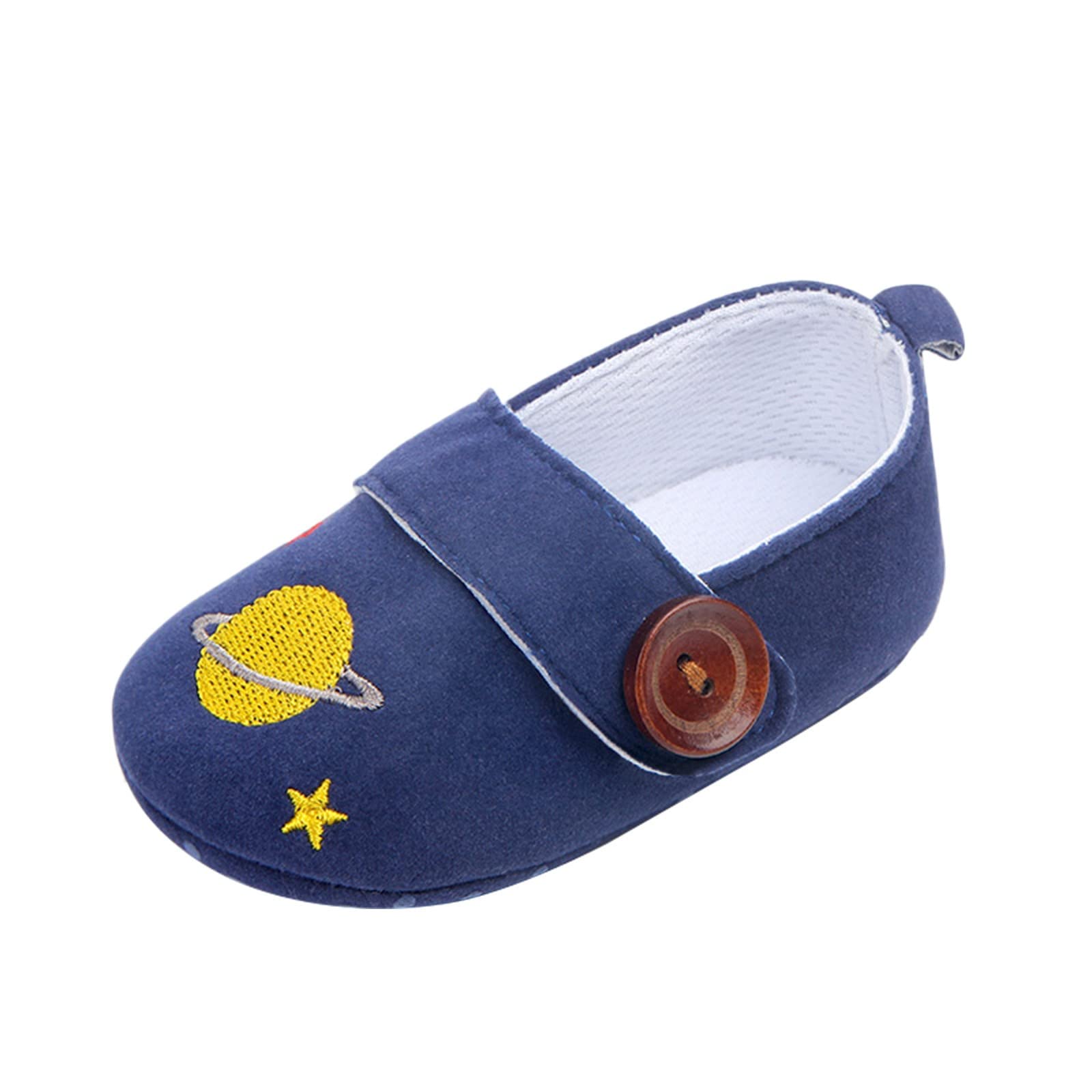 **Soft Sole Infant & Toddler Shoes - Embroidered Cartoon Animal Button Design - Non-Slip Baby Shower & Indoor Play Shoes**