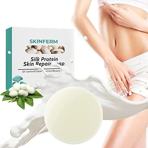SkinFerm Collagen & Silk Protein Whitening Soap - Brightening, Firming & Repairing Soap for Face & Body - Natural Skin Care for Glowing Complexion - Perfect for Daily Cleansing & Skin Rejuvenation