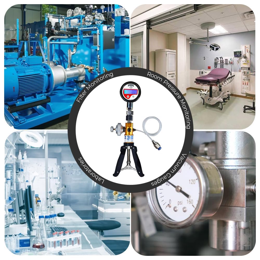 AI-DP1-2200 Pressure and Vacuum Hand Pump Calibrator with Gauge - Professional Calibration Tool for Labs & Field Use | Ideal for HVAC, Industrial, and Automotive Pressure Testing