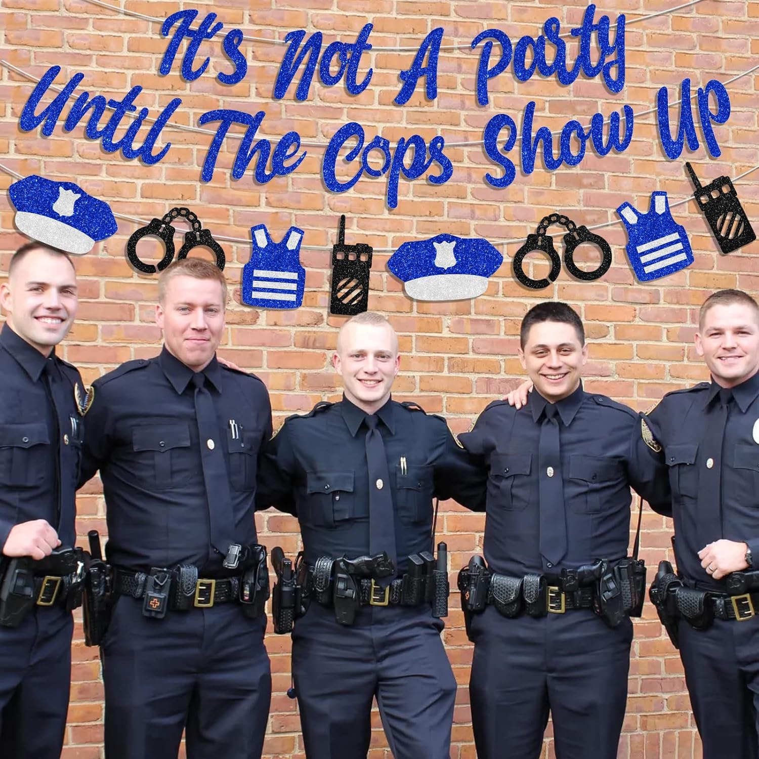 Blue Glitter Police Retirement Party Decorations - Police Themed Banner Garland for Retirement, Graduation & Back the Blue Events | Perfect for Wall Decor, Party Backdrops & Photo Booths