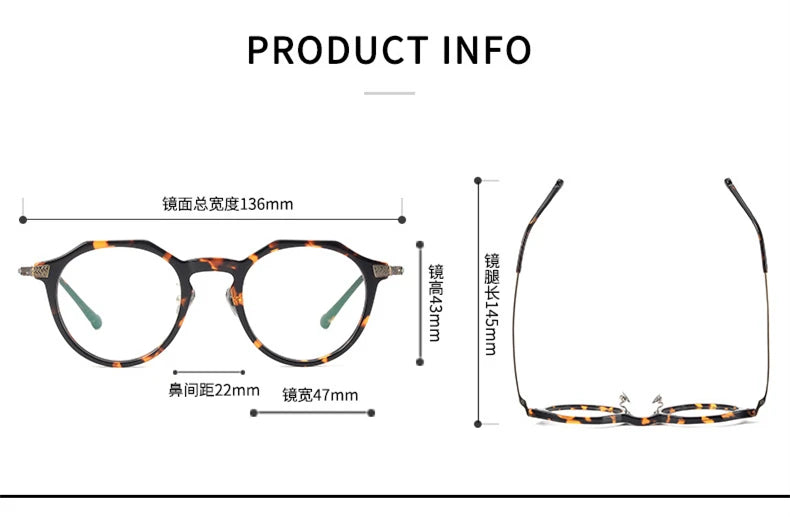 Black Titanium Acetate Full Rim Round Eyeglasses for Women - Lightweight & Durable Flat Top Frame (42402) | Perfect for Reading, Work & Everyday Fashion Accessory