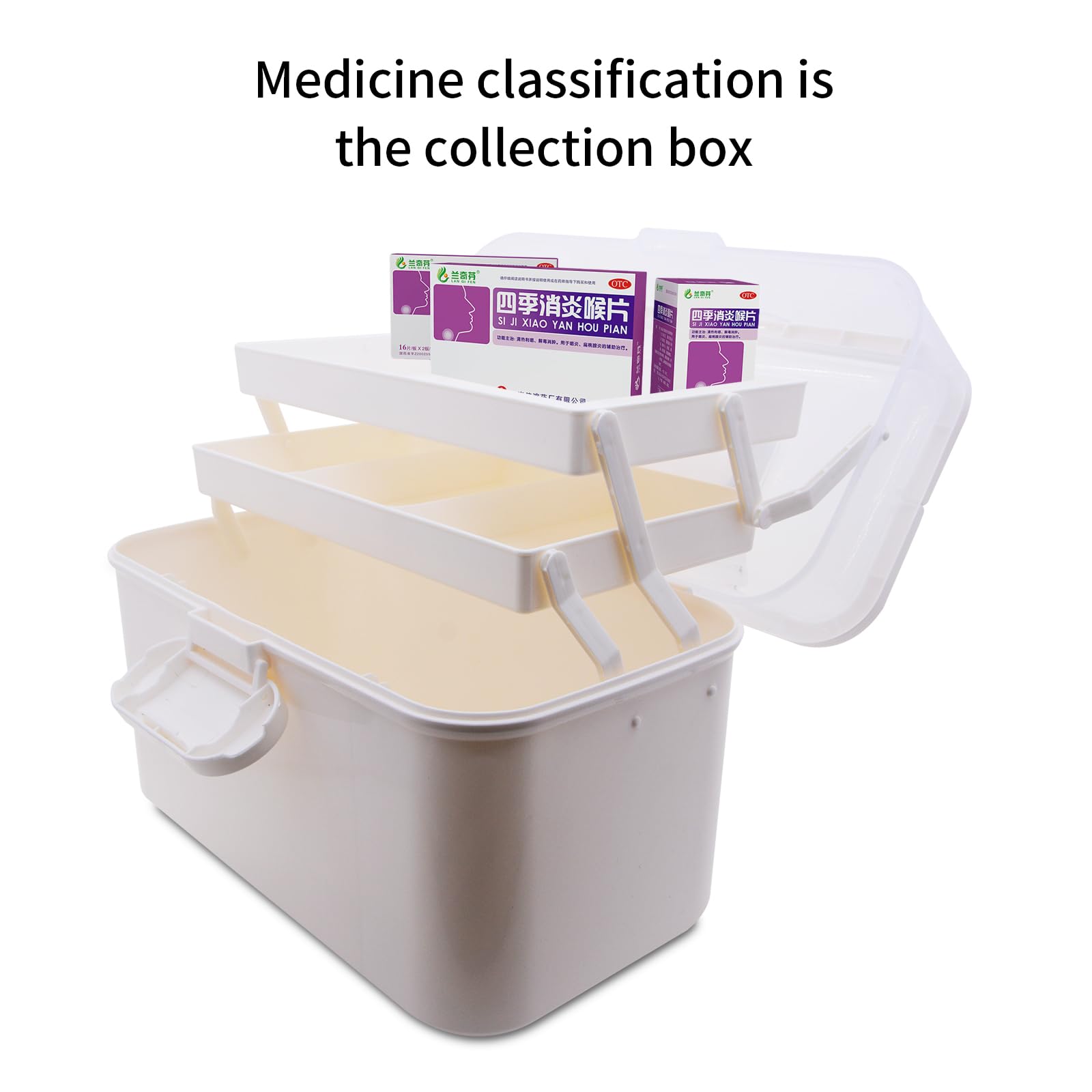 PENCK Large Capacity 3-Layer Pill Organizer Box - Multi-Compartment Medicine Case for Vitamins, Supplements & Daily Medications | Lockable Plastic Storage for Home, Travel & Emergency Use | Perfect for Family Healthcare & Sewing Supplies Organization