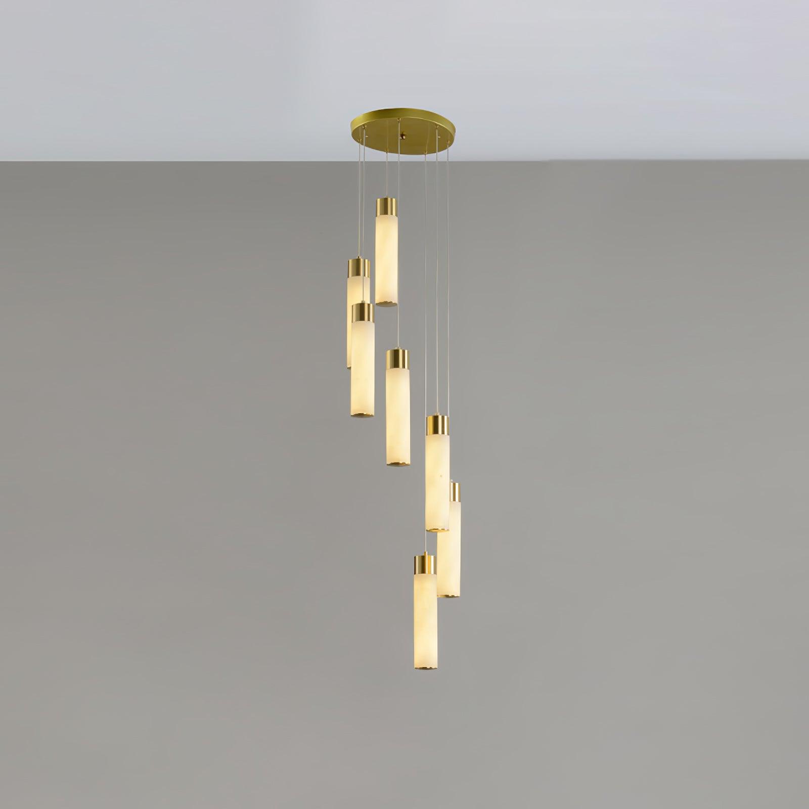 Celestial Alabaster Cascade Chandelier - Modern Crystal Ceiling Light Fixture for Dining Room, Bedroom & Living Room Decor - Elegant Lighting for Weddings & Home Interiors