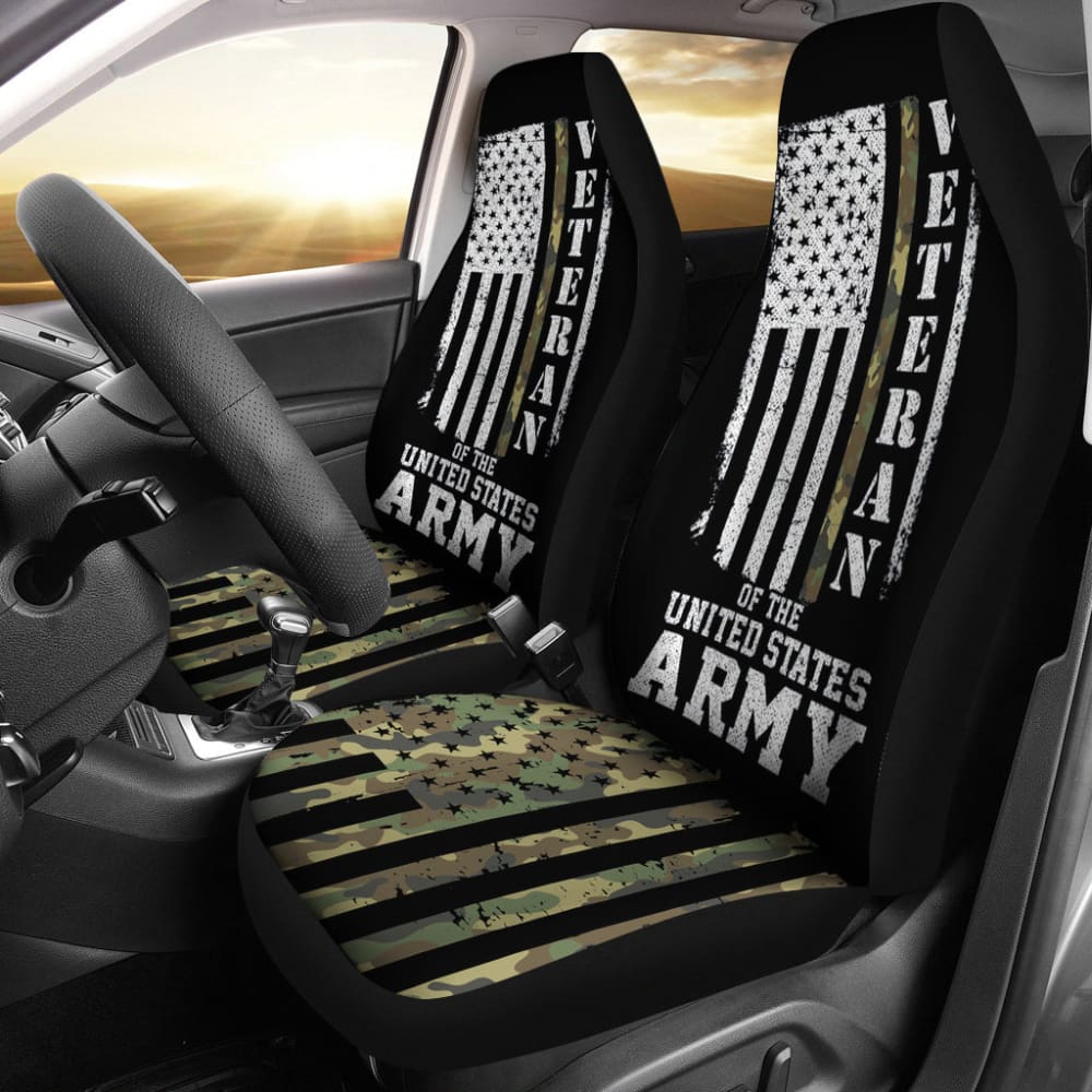 American Flag Camo Car Seat Covers - Patriotic US Army Veteran Design - Durable & Stylish for Trucks, SUVs & Cars - Perfect for Military Supporters & Outdoor Enthusiasts