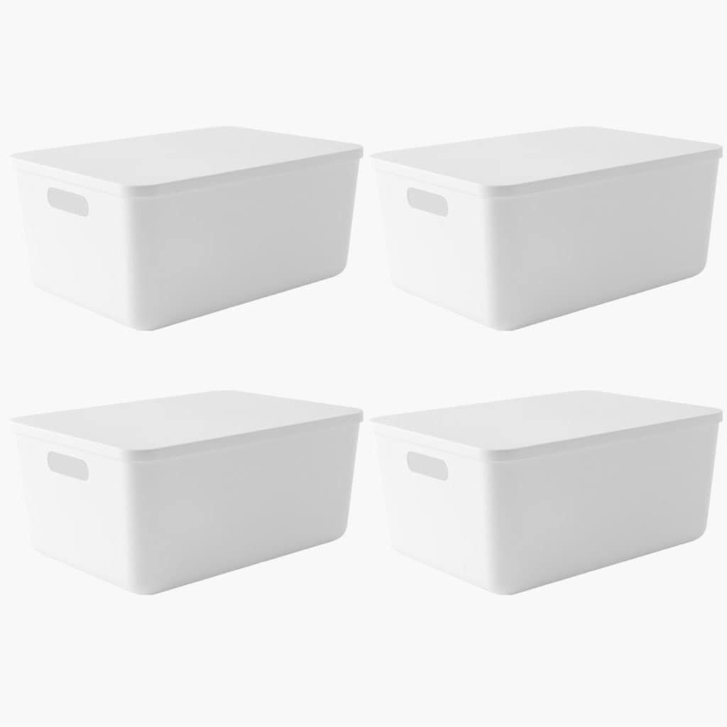 4-Piece Stackable Open Storage Bins - Extra Large No-Lid Organizer Boxes for Underwear, Kitchen, Bathroom & Drawer Organization | Perfect for Home, Office & Dorm Storage Solutions