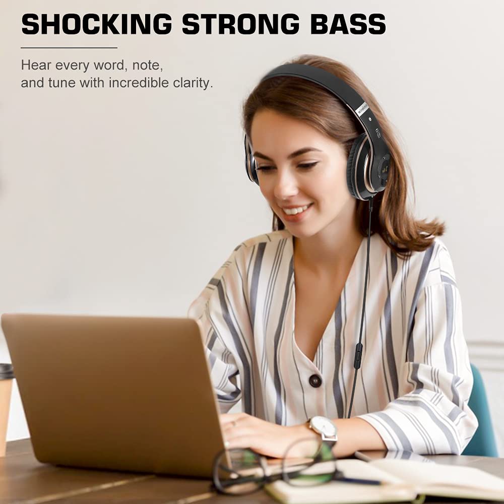 Moobesthy Wireless Bluetooth Over-Ear Headphones with 60H Playtime, 6 EQ Modes & Built-in Mic - Perfect for Workouts, Travel & Gaming