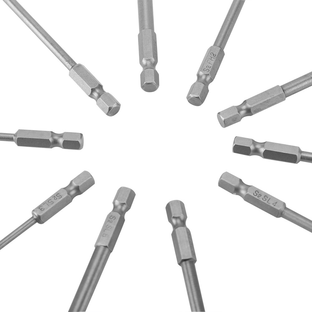 10-Piece Steel Cross Head Drill Bit Set with 1/4-Inch Hex Shank - Compatible with Electric Screwdrivers, Hand Screwdrivers & Power Drills - Perfect for DIY Projects, Home Repairs & Professional Construction Work