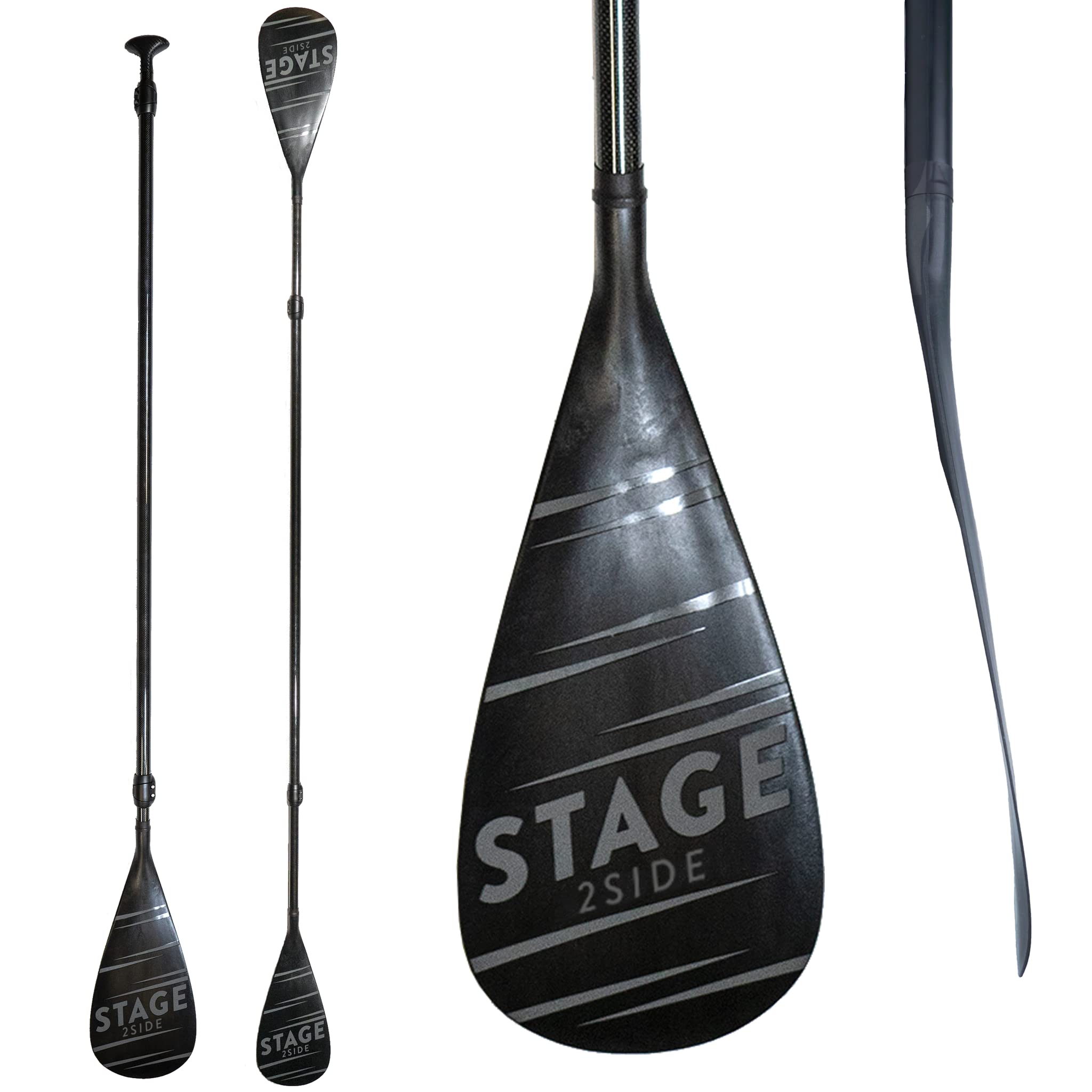Premium STAGE 2Side Double Bladed Carbon Fiber SUP Paddle - Lightweight PP+F Blades for Kayak & Stand Up Paddle Boarding | Perfect for Ocean, Lake & River Adventures