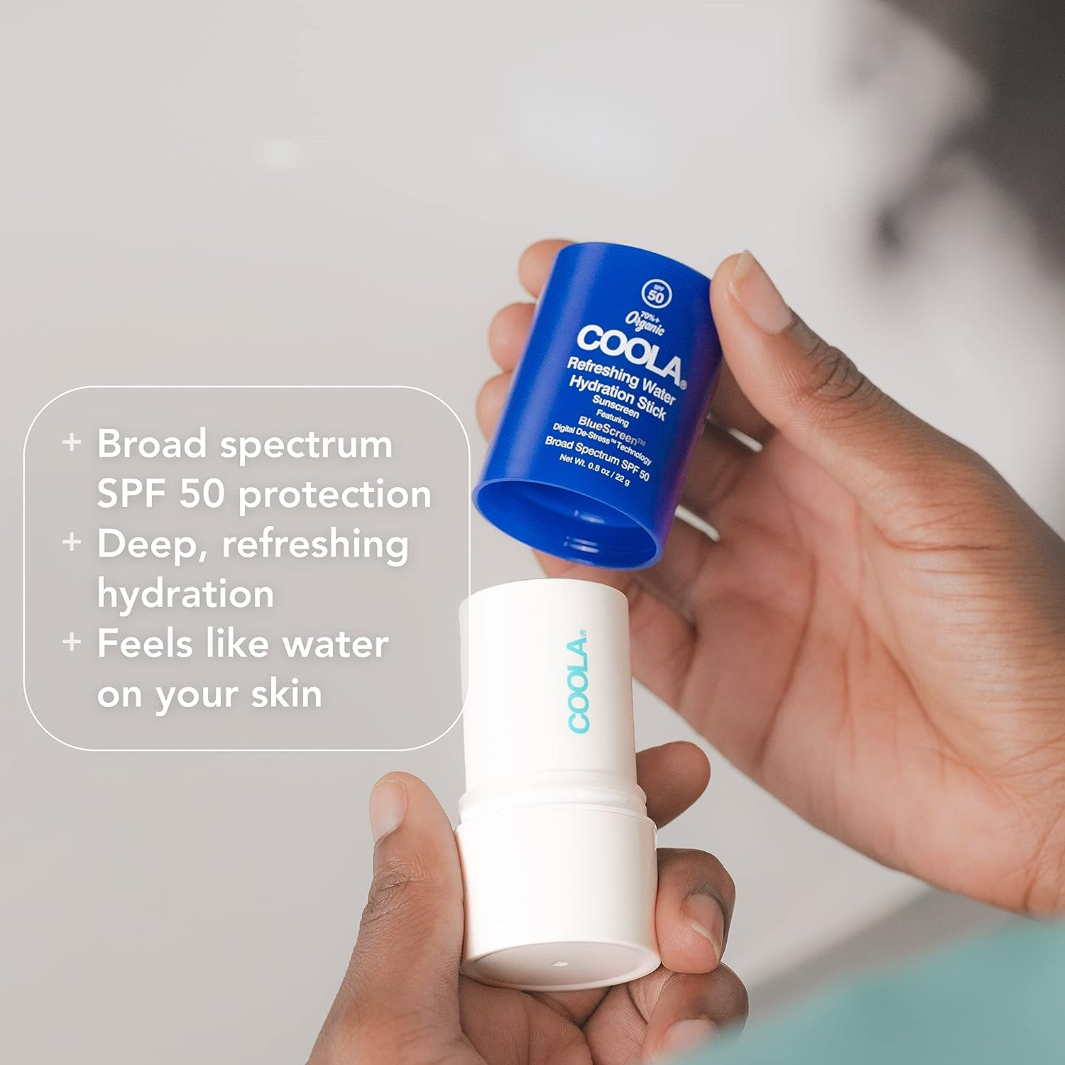 COOLA Refreshing Water Hydration Stick - Organic Face Sunscreen SPF 50 for Daily Protection | Perfect for Outdoor Activities, Beach & Travel