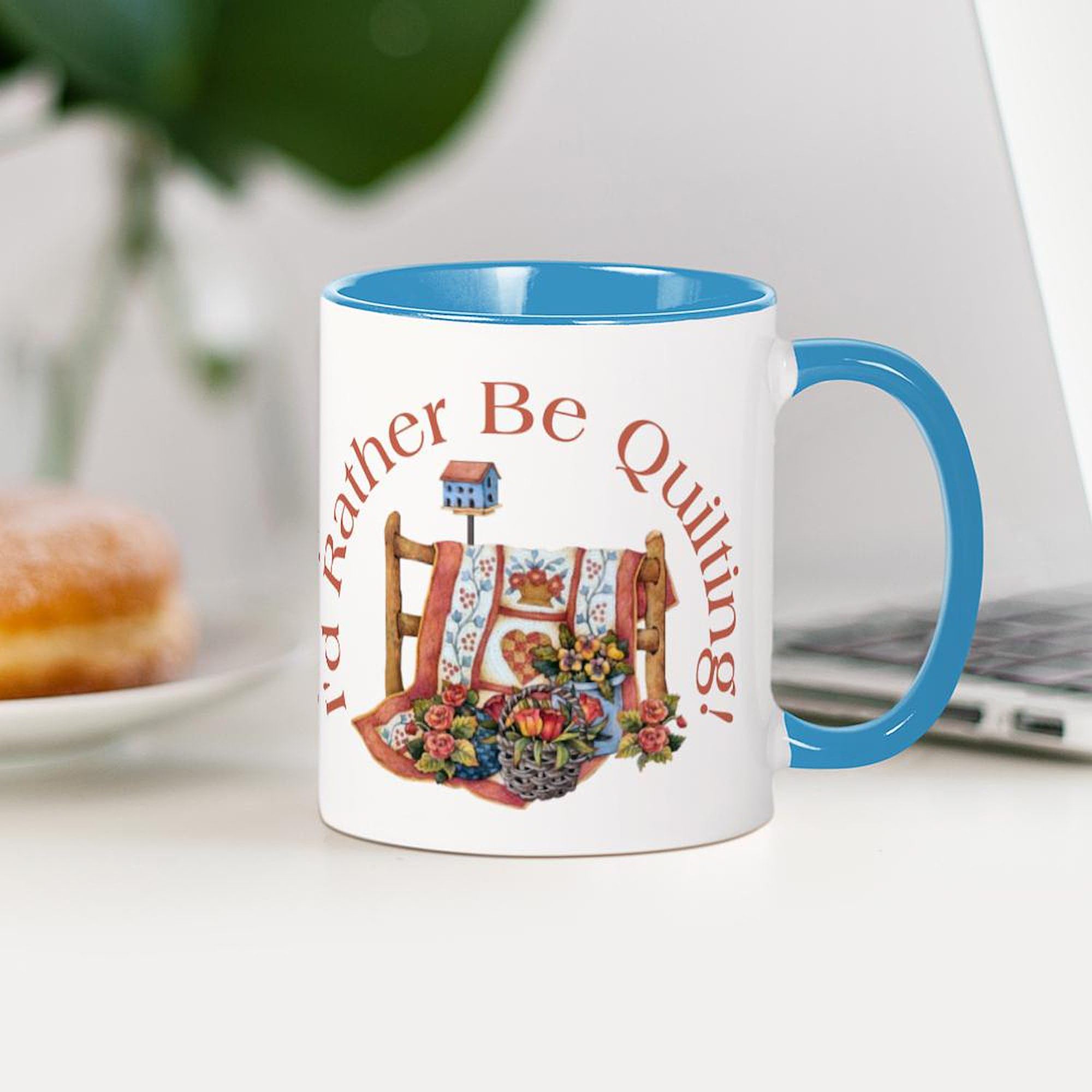 11 oz (325 ml) Ceramic Coffee Mug - Rather Be Quilting Design - Perfect for Tea, Hot Chocolate & Office Use - Ideal Gift for Quilters & Craft Lovers