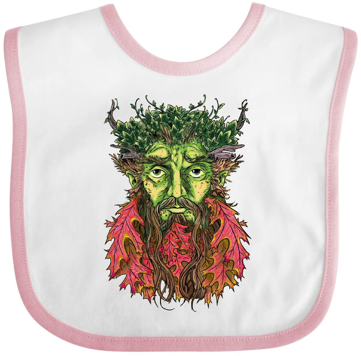 Inktastic Autumnal Equinox Green Man Baby Bib - Soft Cotton Drool Bib for Infants & Toddlers - Perfect for Fall Season, Halloween, and Pumpkin Patch Outings