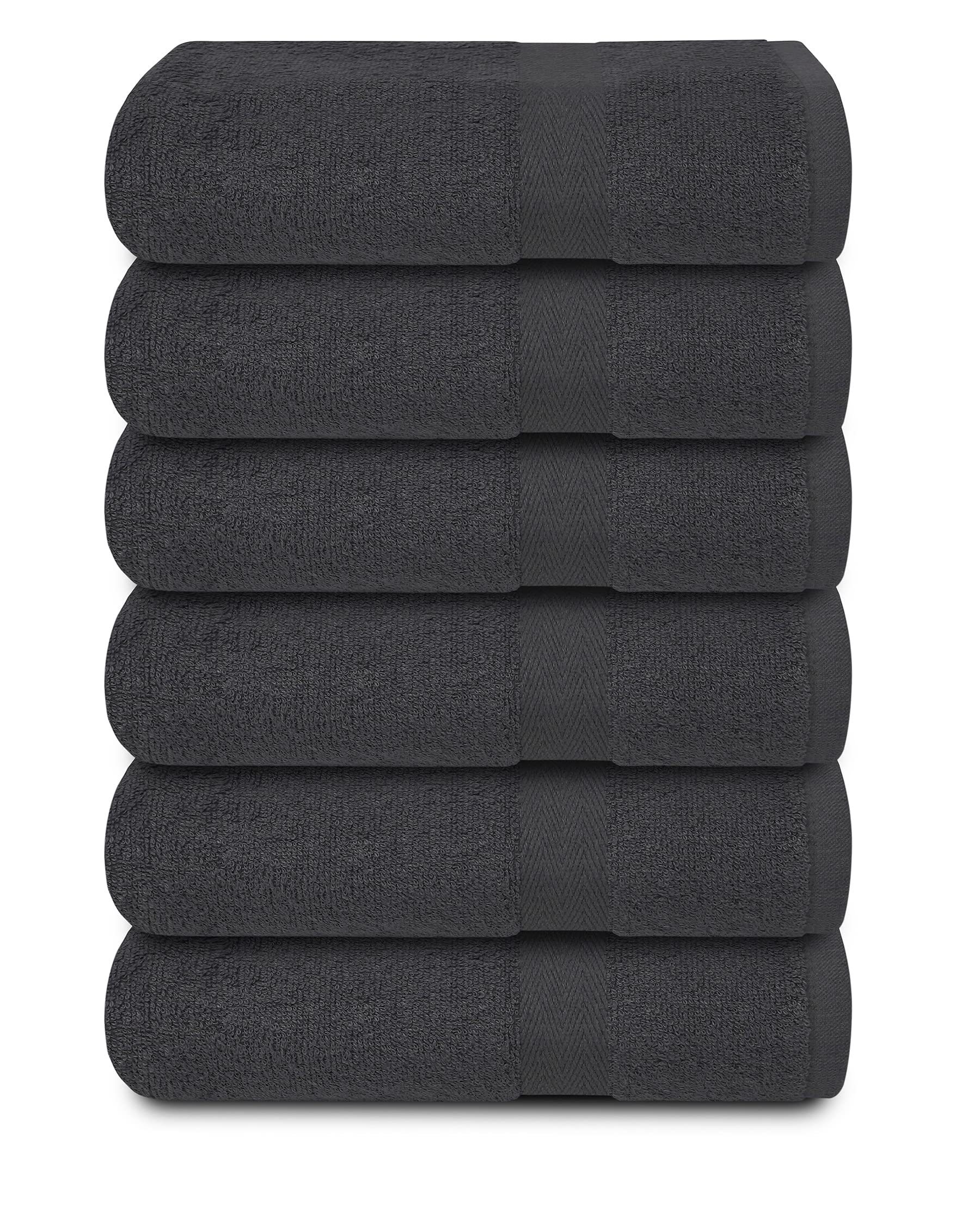 Premium 6-Pack Grey Cotton Bath Towels Set - 22