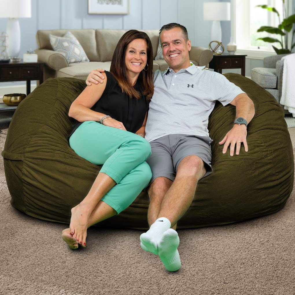 ULTIMATE SACK Lounger Bean Bag Chair for Adults - Oversized Comfortable Bean Bag Sofa, Couch & Loveseat Furniture in Olive Suede | Perfect for Living Room, Bedroom, Game Room & Dorm Relaxation