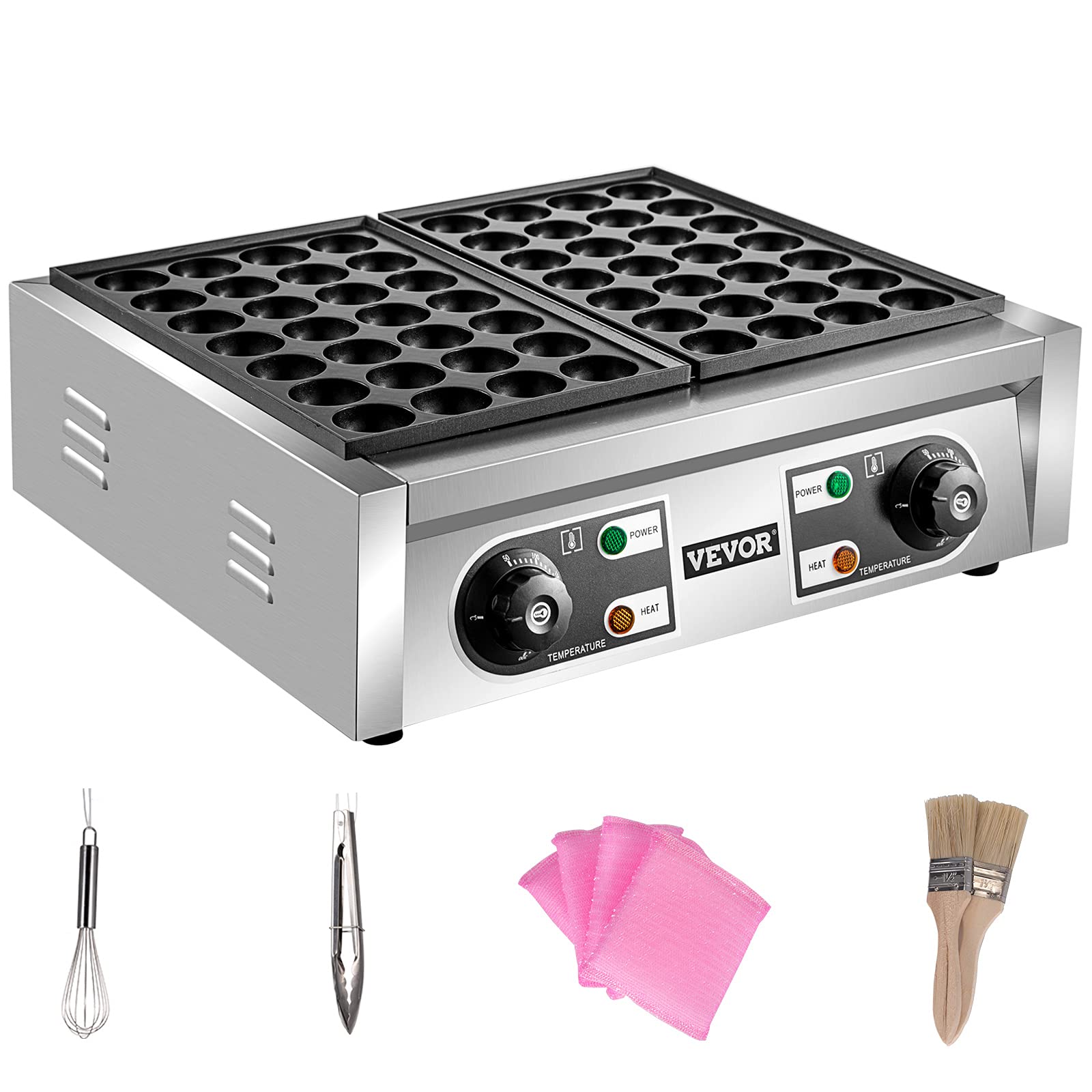 VEVOR Commercial Takoyaki Maker Machine - 56PCs Japanese Octopus Ball Grill with 2 Non-Stick Plates & Independent Temperature Control - Perfect for Restaurants, Food Trucks, and Home Cooking