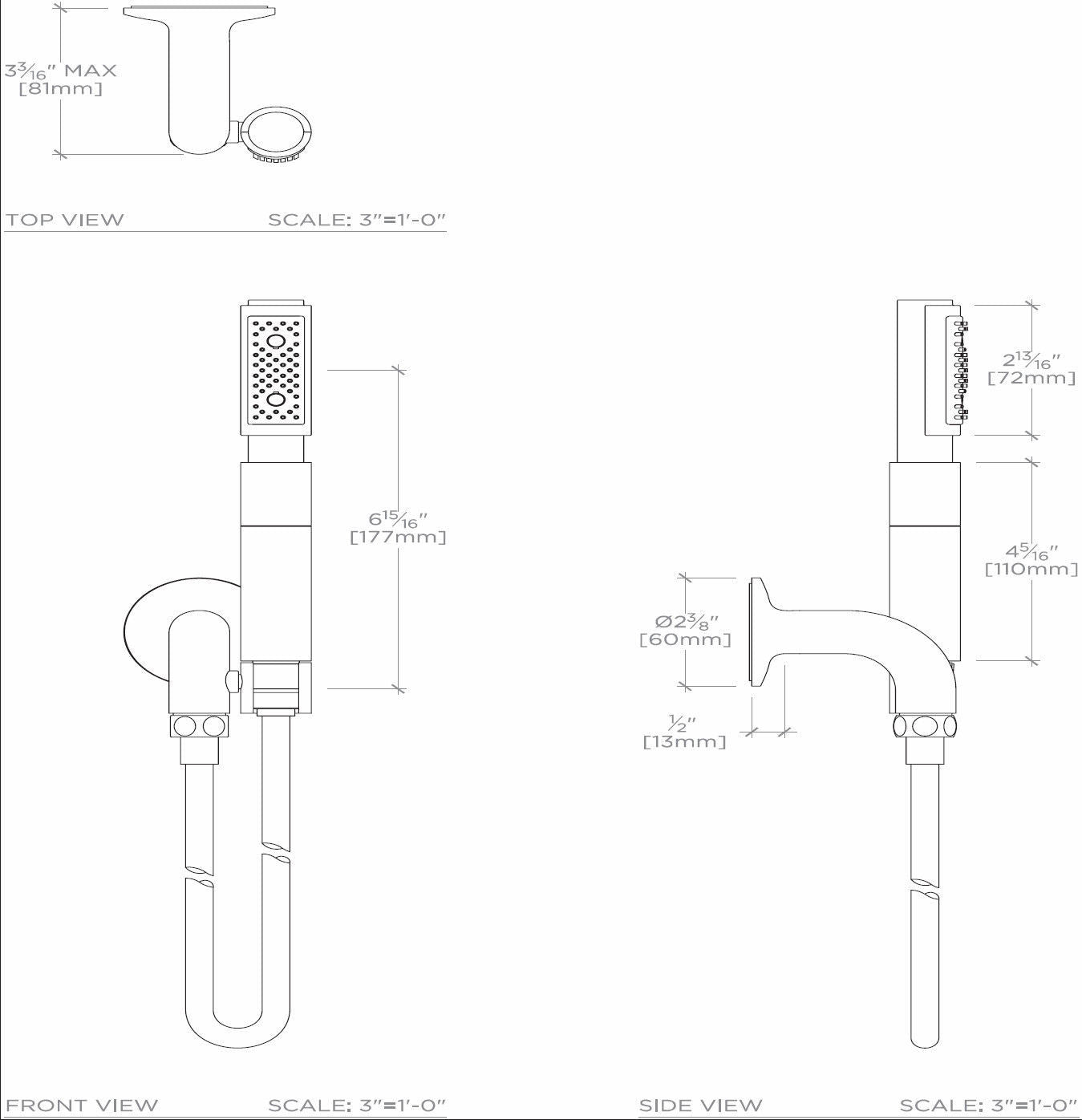 Waterworks .25 Handshower on Hook in Dark Brass - Premium Bathroom Shower Head with Adjustable Spray for Spa-Like Experience