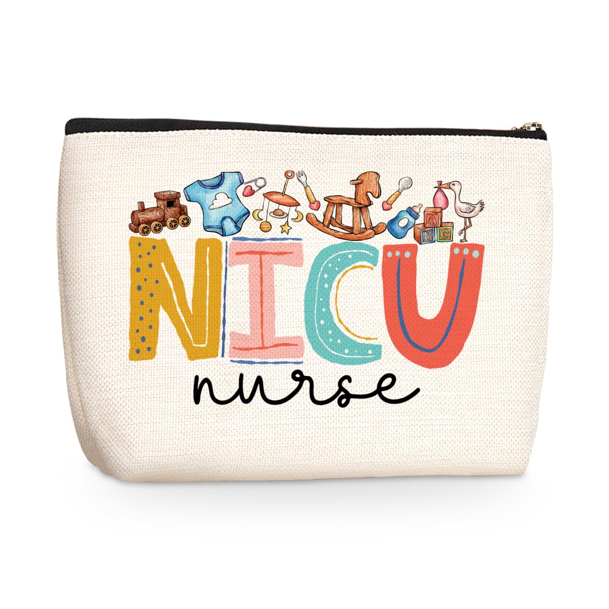 Cute NICU Nurse Makeup Bag - RN Cosmetic Pouch for Work, Nursing Graduation & Nurse Week Appreciation - Perfect Birthday & Christmas Gift for Women Nurses (Ideal for Hospital Shifts, Travel & Daily Use)