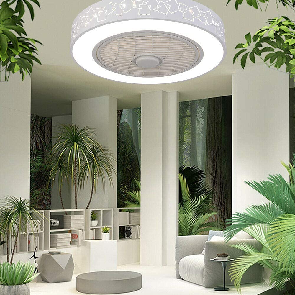 20 Inch Modern Flush Mount Ceiling Fan with Dimmable LED Light & Remote Control - 3 Speed Settings + Timer Function for Bedroom, Living Room & Indoor Lighting | Energy Efficient Home Cooling Solution