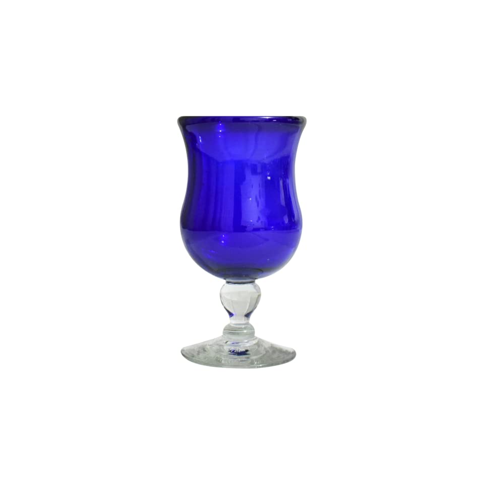Handmade Cobalt Blue Blown Glass Tulip Goblet - Elegant Wine Glass for Fine Dining, Wedding Decor & Home Bar Accessories