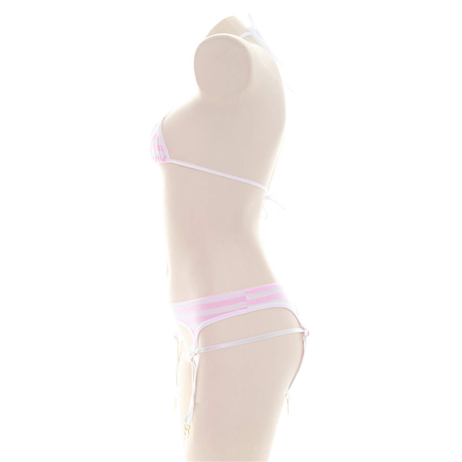 YOMORIO Anime Lingerie Set - Sexy Striped Micro Bikini Bra & Panty for Cosplay | Cute Kawaii Lingerie for Women | Perfect for Valentine's Day, Role Play & Anime Conventions
