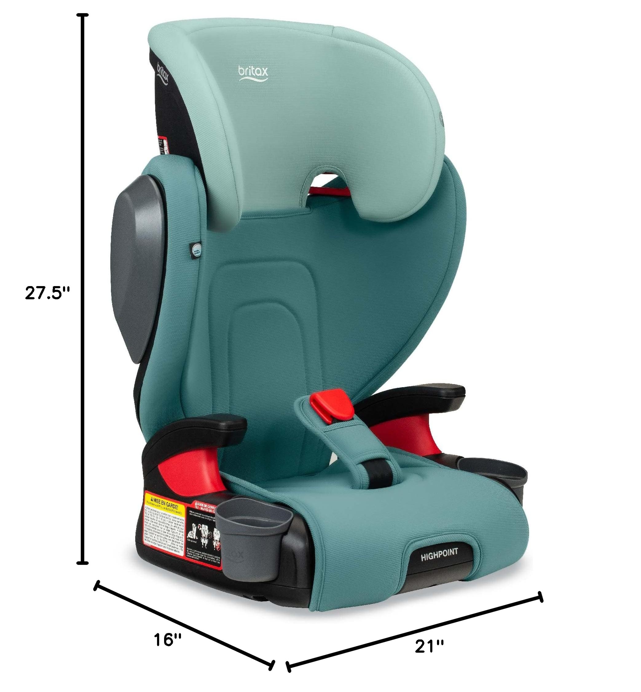 Britax Highpoint Backless Belt-Positioning Booster Car Seat for Kids - SafeWash Green Ombre - Lightweight & Comfortable for Travel, School, and Everyday Use
