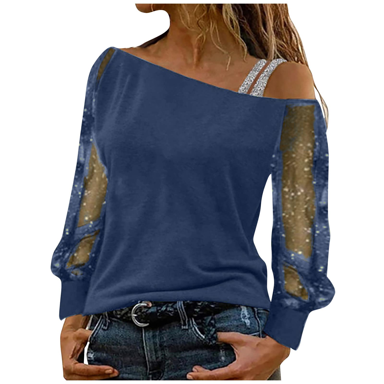 ZEFOTIM Funny Valentine's Day Print Tops for Women - Vintage Single Shoulder Long Sleeve Tunic Blouse - Perfect for Date Night & Casual Outfits