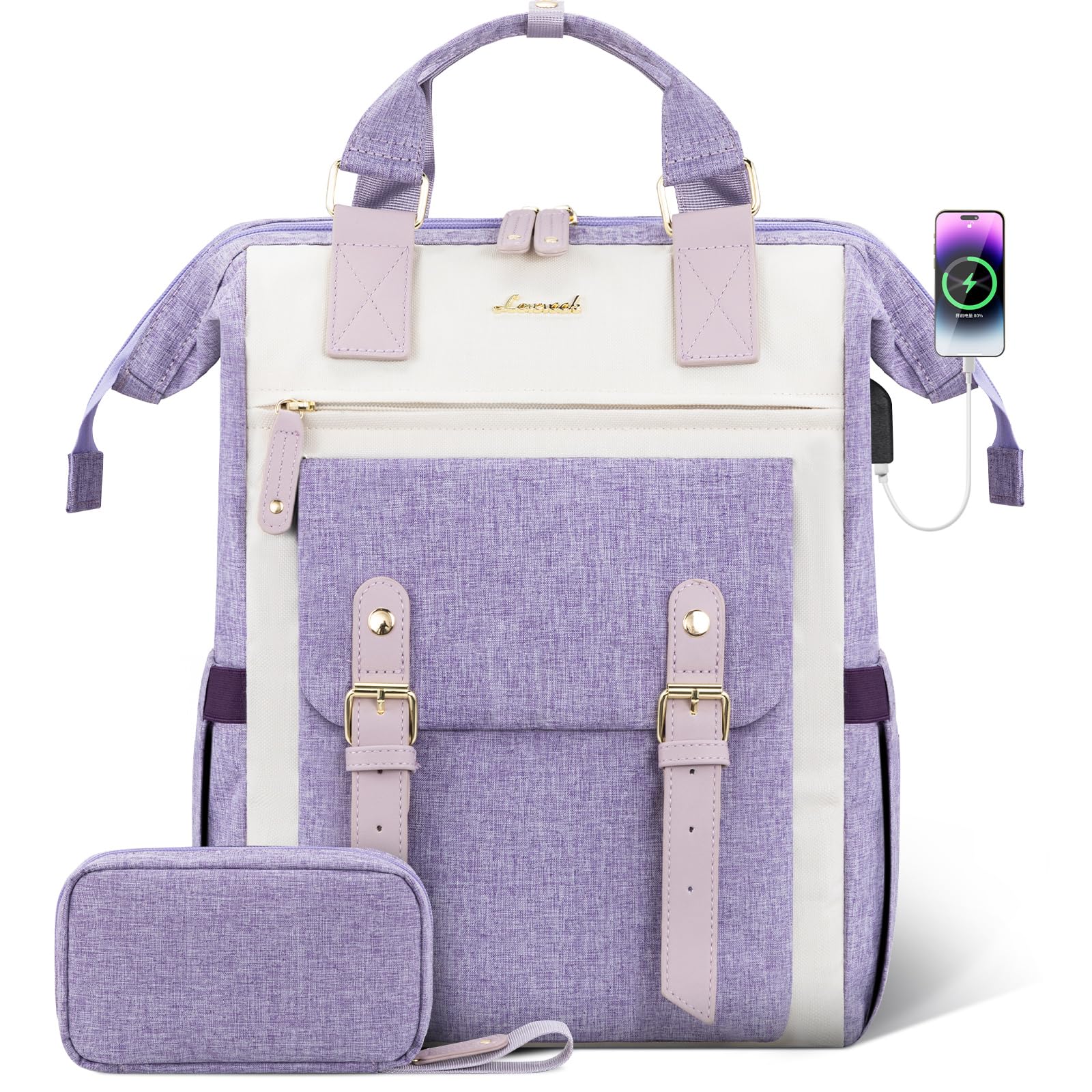 LOVEVOOK 17 Inch Women's Laptop Backpack - Waterproof Work Travel Backpack for College, Business, Teacher & Nurse - Stylish Purse-Style Backpack for Commuting, Office & Daily Use