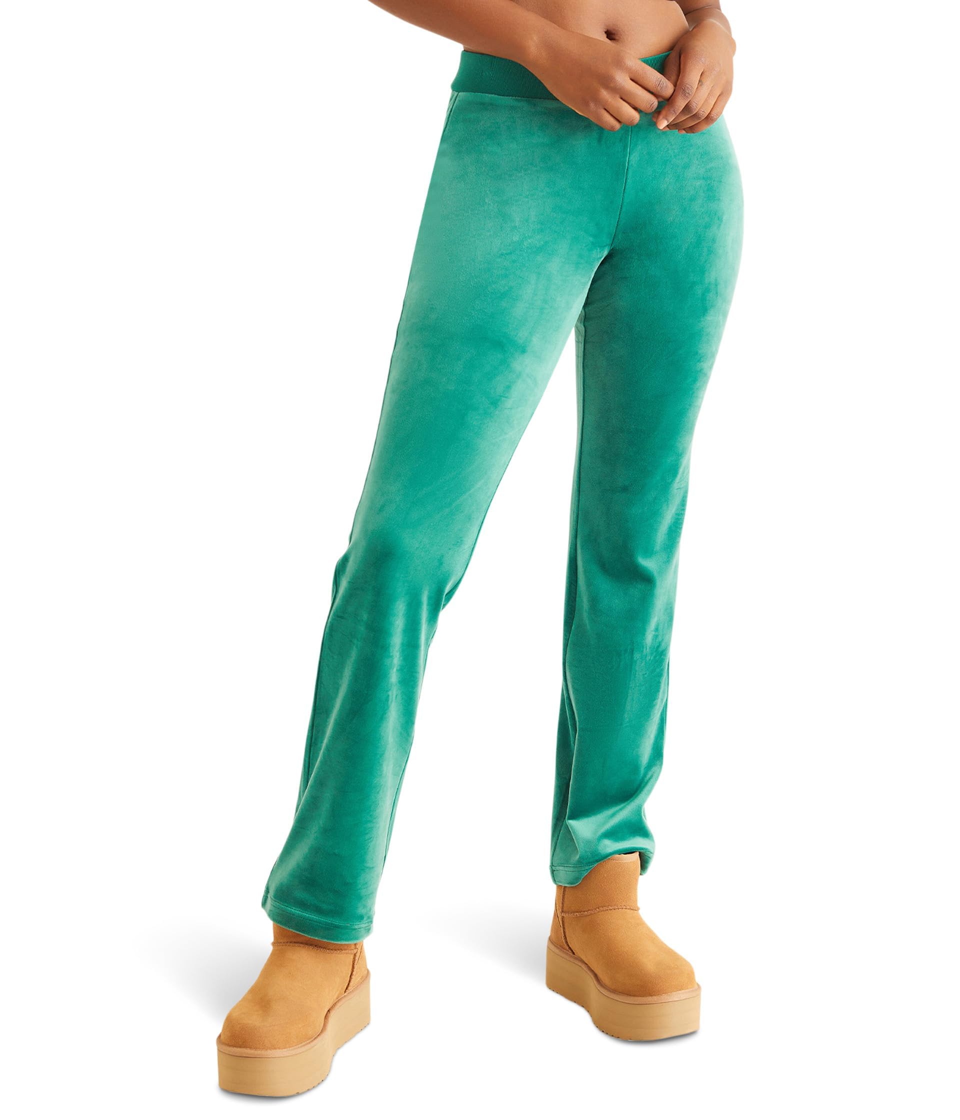 Juicy Couture Women's Velour Sweatpants with Ribbed Waist & Drawstring - Soft Lounge Pants for Yoga, Travel & Casual Wear
