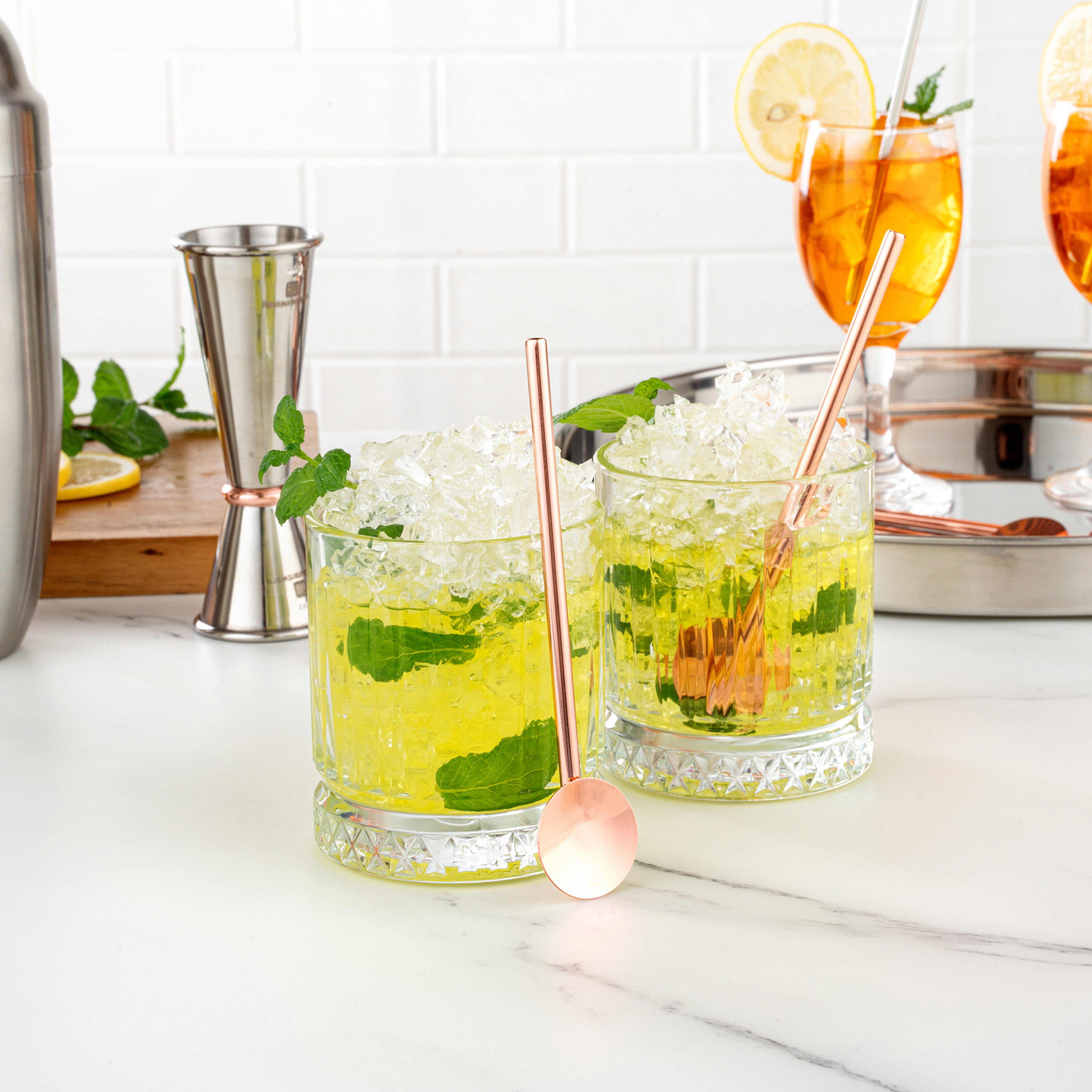 Bar Lux Copper Plated Stainless Steel Julep Spoon Straw - Set of 5 (2 Count Box) - Perfect for Mint Juleps, Cocktails, and Iced Beverages