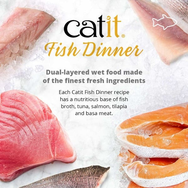 Premium Catit Fish Dinner with Salmon & Green Beans - Grain-Free Wet Cat Food for Adult Cats | High Protein Meal for Healthy Skin & Coat | Perfect for Picky Eaters & Indoor Cats
