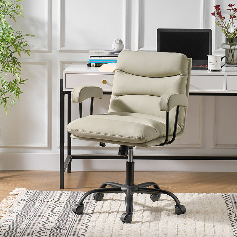 Anselm Modern Ergonomic Faux Leather Office Chair - Adjustable Swivel Desk Chair with Lumbar Support for Home & Office Workspace