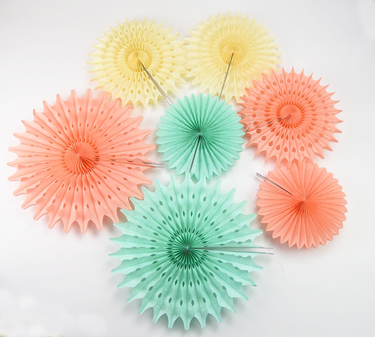 Mint Peach Baby Shower Decorations - Mint Cream Peach Tissue Paper Fans for Gender Reveal, Bridal Shower & Birthday Party Decorations | Perfect for Nursery, Wedding & Bachelorette Party Themes