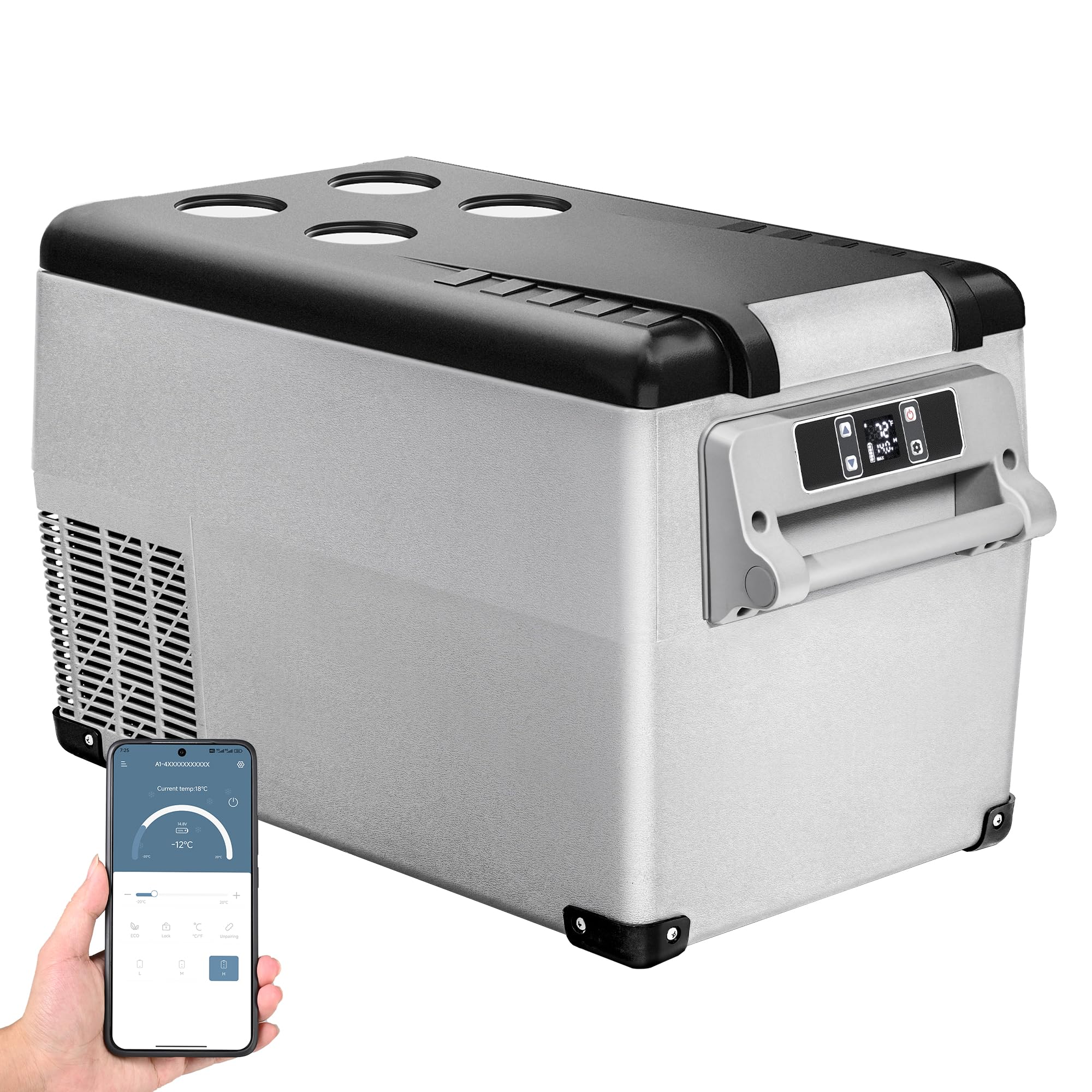12V 37 Quart (35L) Portable Car Refrigerator - Electric Cooler with APP Control (-4°F to 68°F) for Truck, RV, Boat, Camping & Travel | Removable Basket & Home Use | Perfect for Road Trips, Picnics & Outdoor Adventures